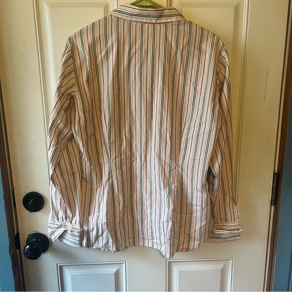 Classic Striped Button-Down Blouse - Multi-Color - Picture 3 of 4